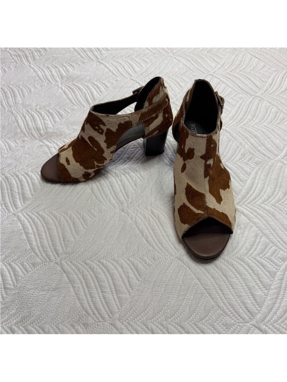 Ropers Mika Women’s Brown Cow Hair Peep Toe Heels. Size 11